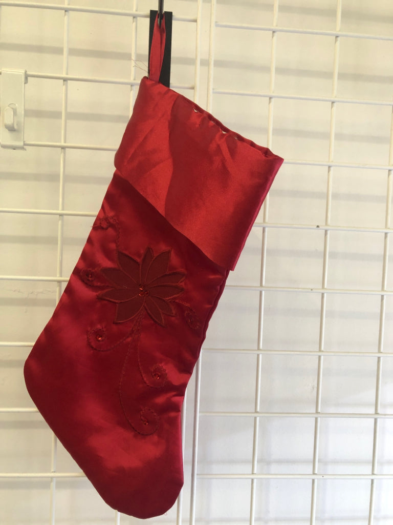 RED SATIN STOCKING.