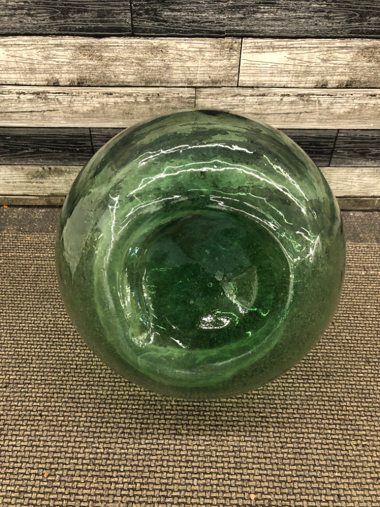 LARGE HAND-BLOWN GREEN GLASS DEMIJOHN.