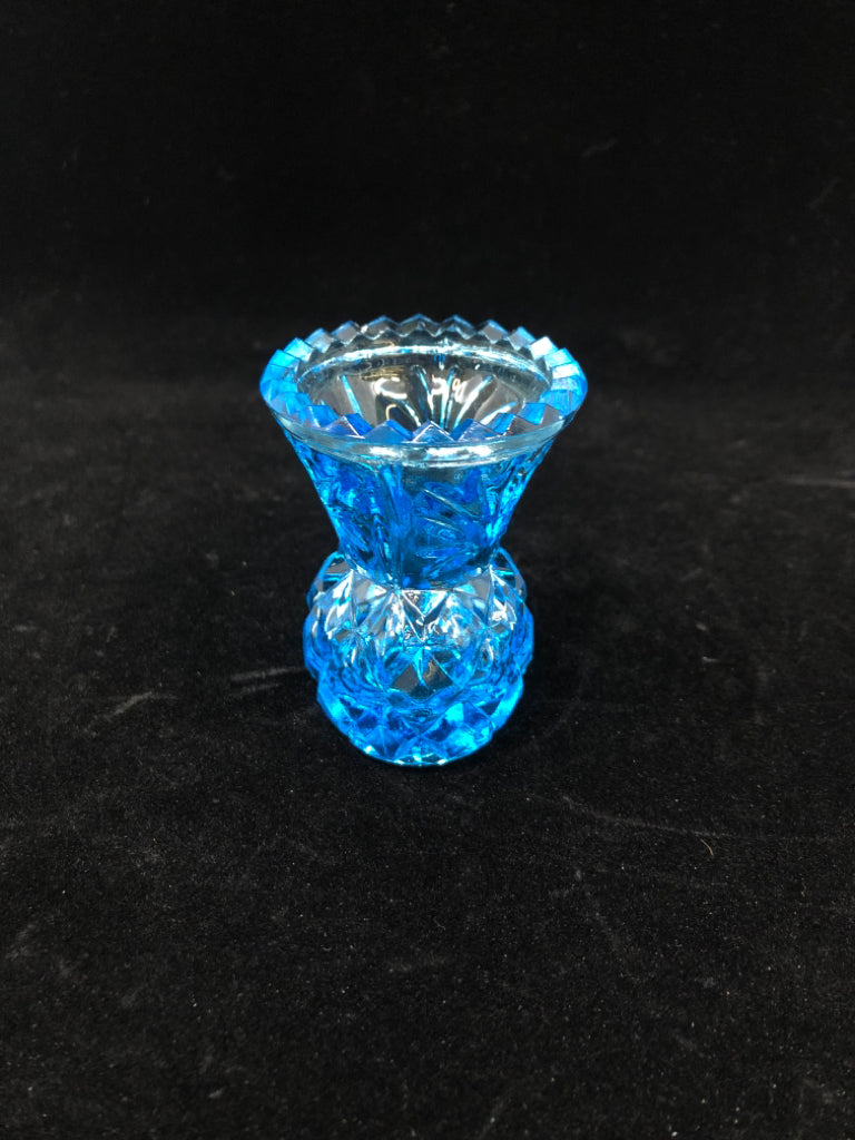 BLUE CUT GLASS TOOTHPICK HOLDER.