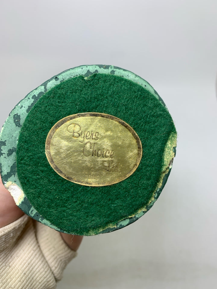 BYER'S CHOICE CAROLER GIRL W/ FUR MUFF GREEN COAT 1985.
