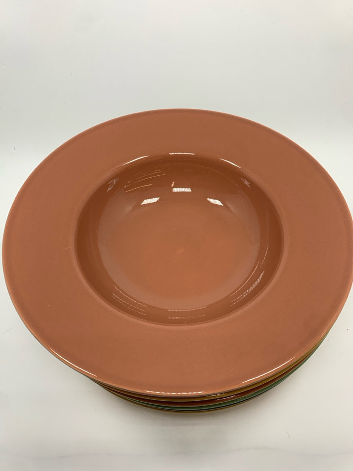 6 COLORFUL CERAMIC PASTA BOWLS.