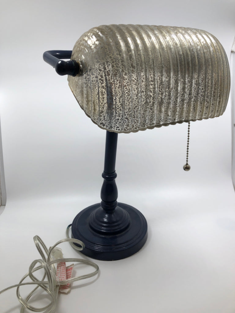 MERCURY GLASS BANKERS LAMP.