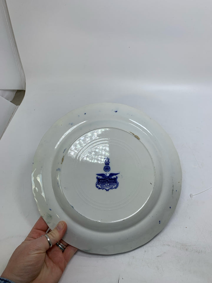 VTG BLUE/WHITE WHITE HOUSE WASHINGTON DC PLATE.