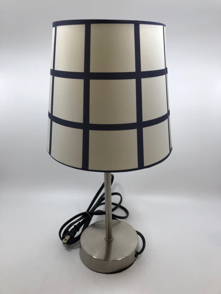 SM BLUE CHECKERED LAMP.