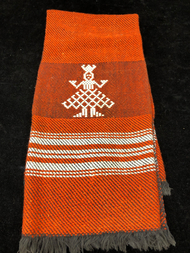 ORANGE WOVEN TEA TOWEL W/DANCER.
