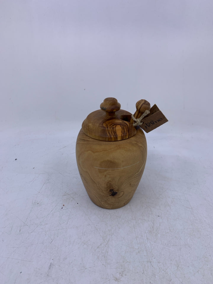 EMPTY WOOD HONEY HOLDER W/ WAND.
