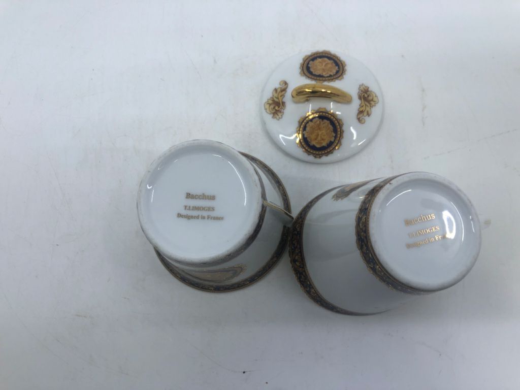VTG 2PC BACCHUS LIMOGES CREAMER AND SUGAR DISH.
