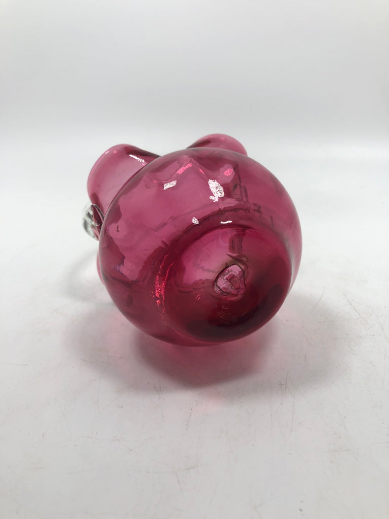 SM PINK GLASS BASKET.