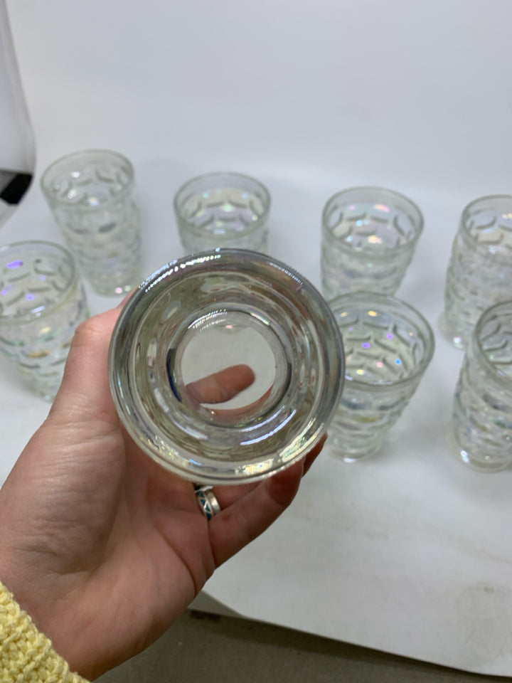 8 VTG THUMBPRINT COLONIAL GLASS TUMBLERS.