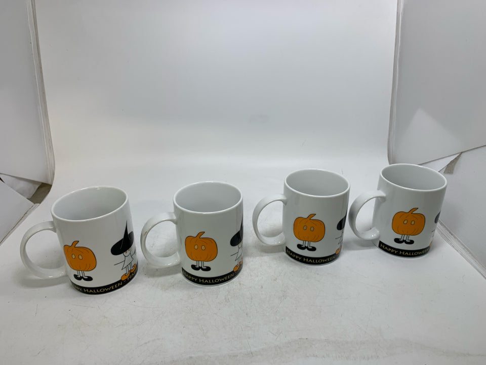 4 BAT/GHOST WHITE CORDON BLEU MUGS.