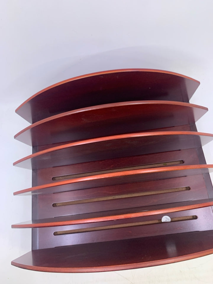 CHERRY WOOD 5 SLOT ROUNDED MAIL FILE.