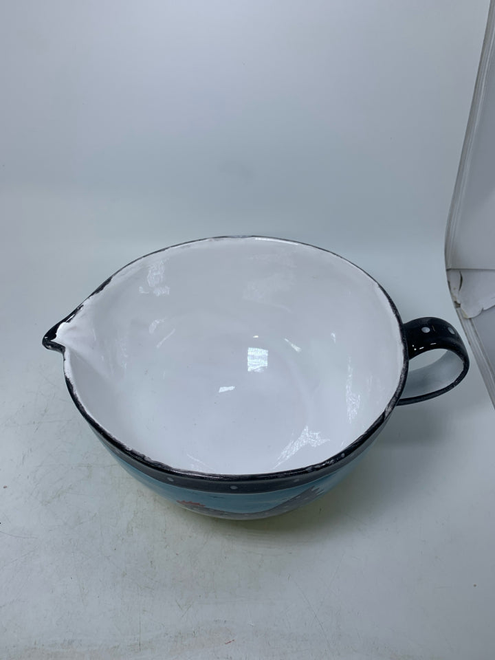 BLACK POLKA DOT ROOSTER BATTER BOWL.