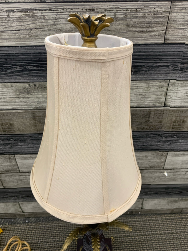 TALL SKINNY PALM TREE LIKE LAMP W TAN SHADE.