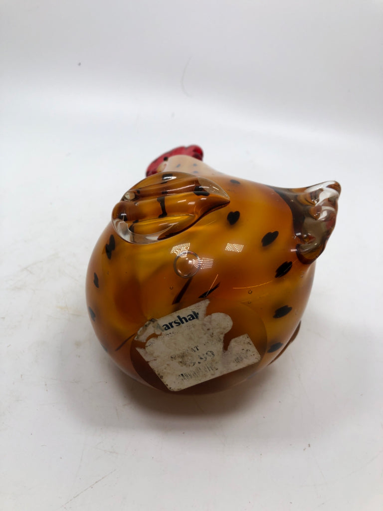 ORANGE GLASS ROOSTER.