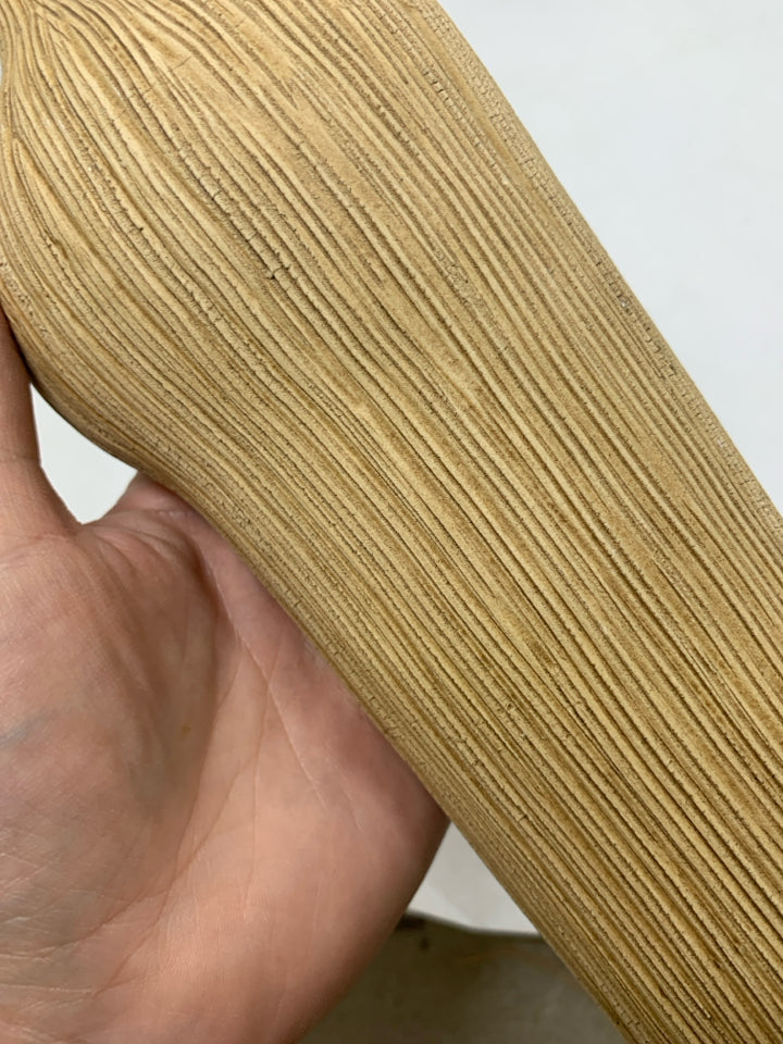 WOOD GRAIN TEXTURED UNEVEN CERAMIC VASE.