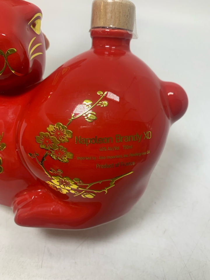 LUNAR NEW YEAR NAPOLEON BRANDY CERAMIC RABBIT EMPTY DECANTER.