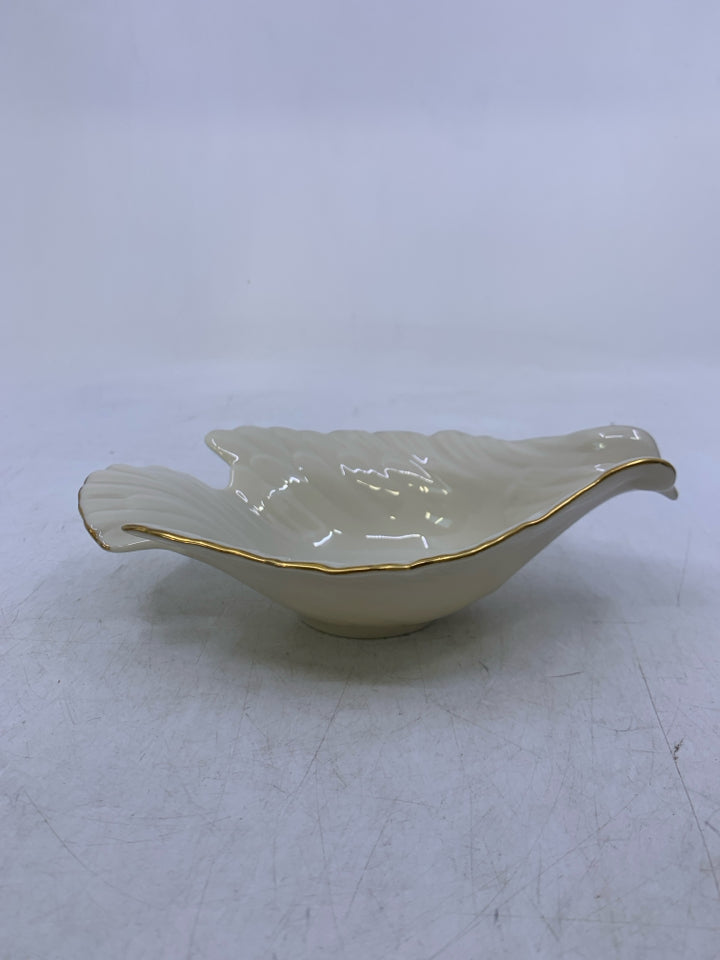 DOVE SHAPED CANDY DISH W/ GOLD DETAILS.