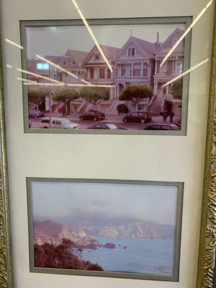 SAN FRANCISCO 3 PHOTOS IN GOLD FRAME WALL ART.