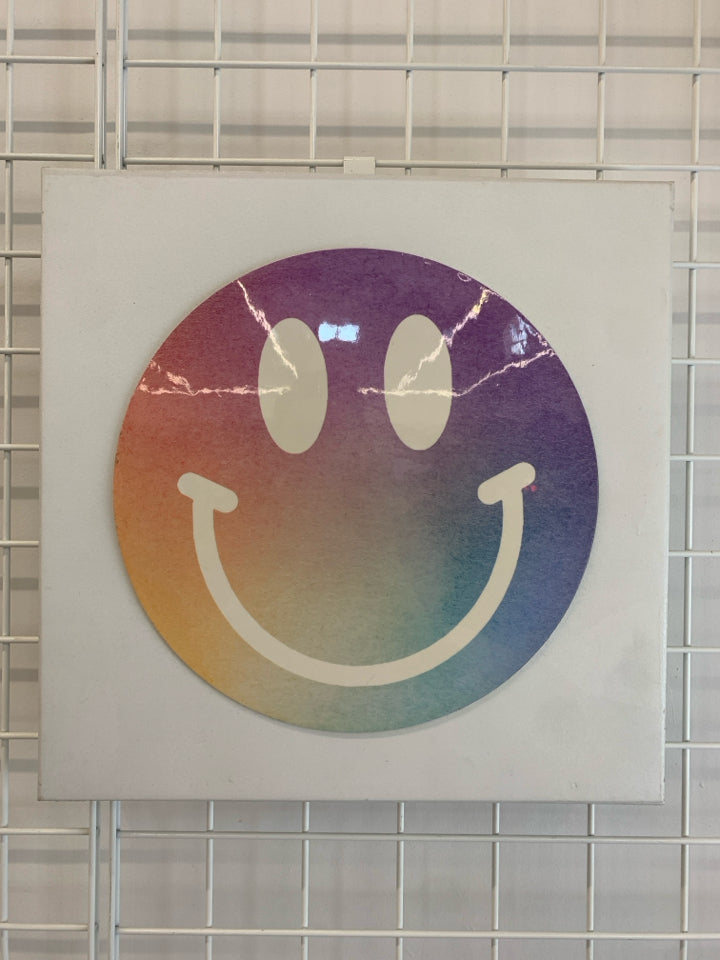 RAISED RAINBOW SMILEY FACE CANVAS.