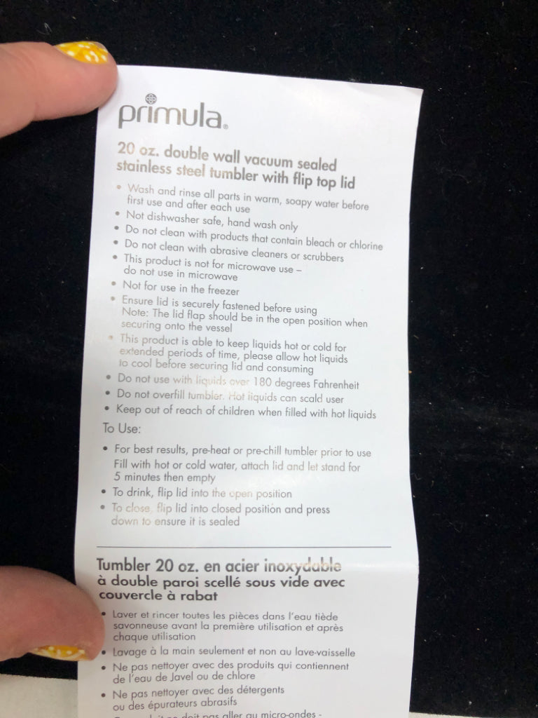 NWT PRIMULA PINK METAL TRAVEL TUMBLER.