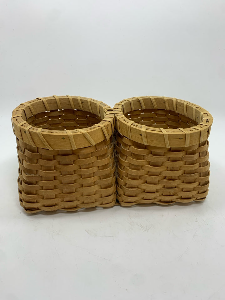 2 SECTION WICKER WOVEN BASKET.