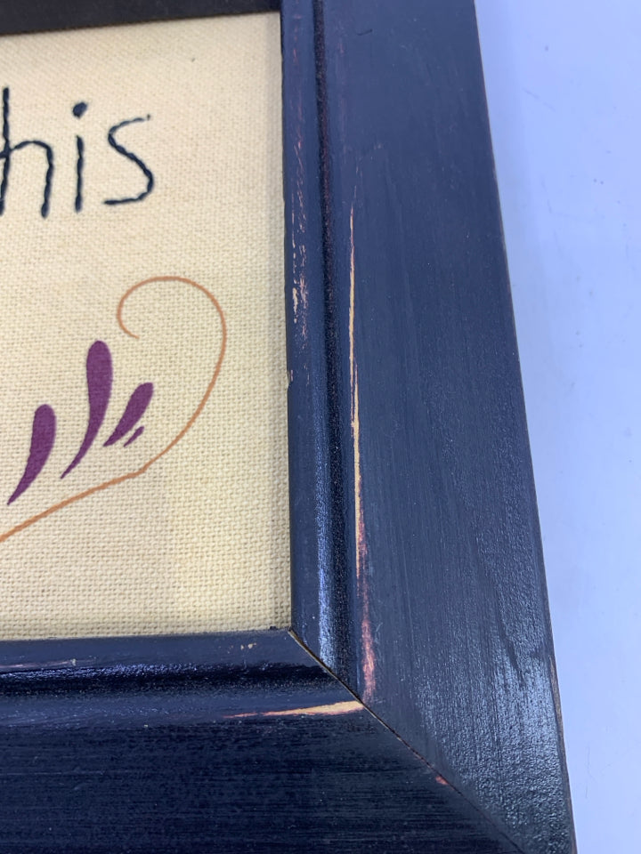 PRIMITIVE "BLESS THIS MESS" BLACK FRAME WALL HANGING.