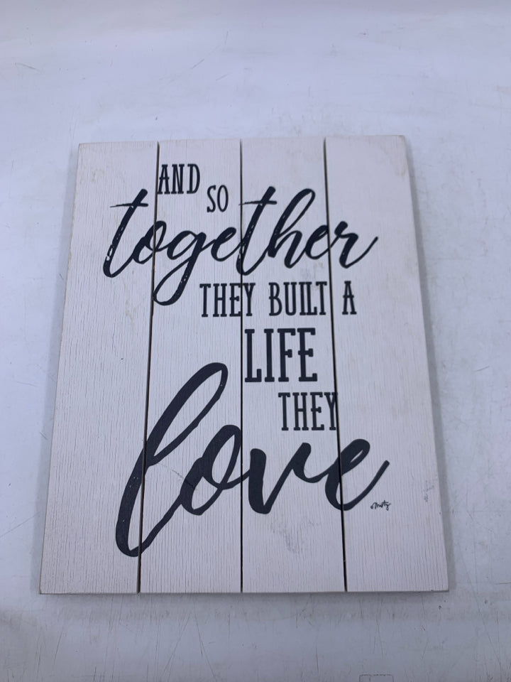 BLACK/WHITE AND SO TOGETHER WALL HANGING.