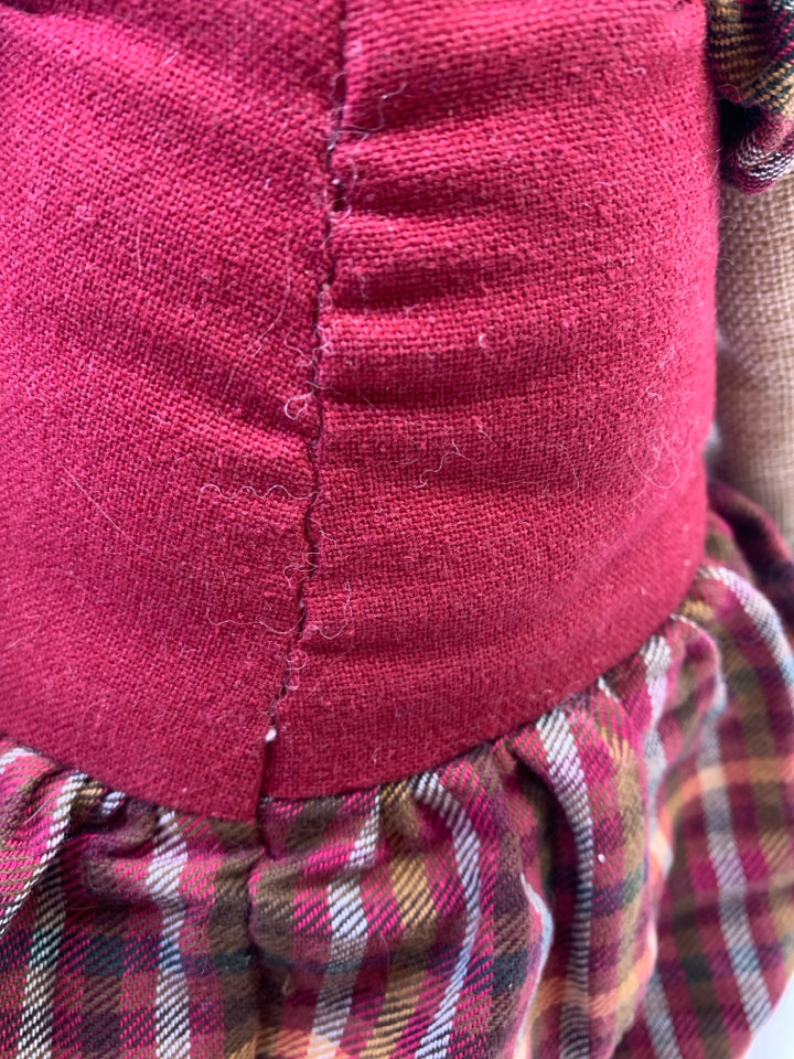 FOX IN PLAID DRESS SHELF SITTER.