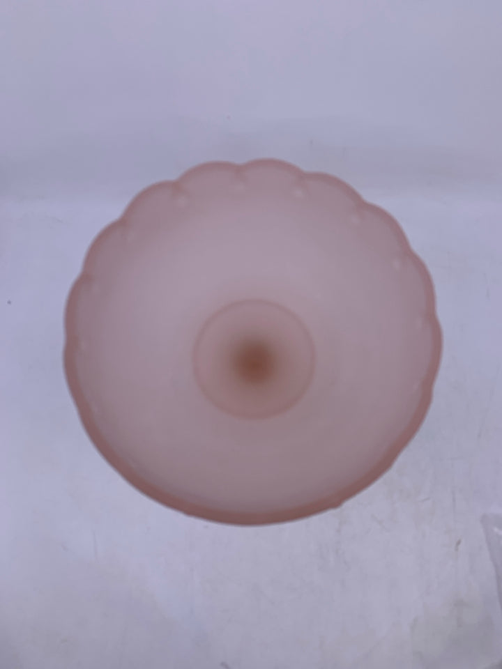 PINK FROSTED CENTERPIECE BOWL SCALLOP EDGE.