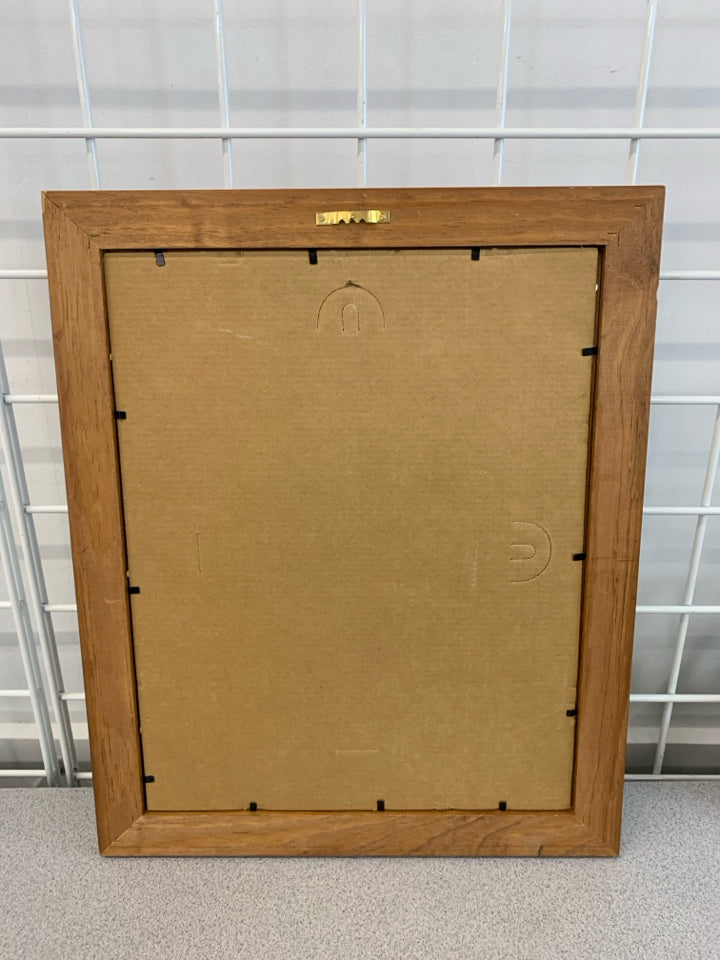 VTG STYLE FISH PRINT IN WOOD FRAME.