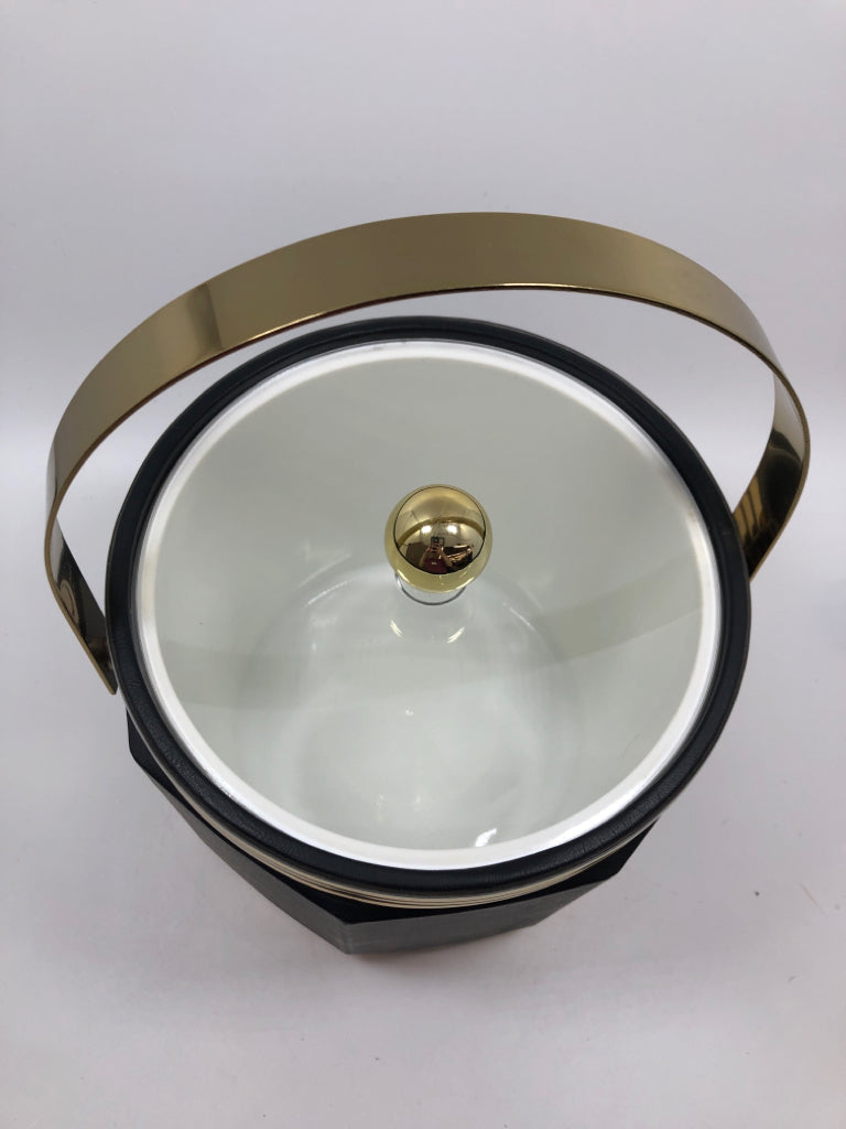 BLACK/GOLD ICE BUCKET W/LID.