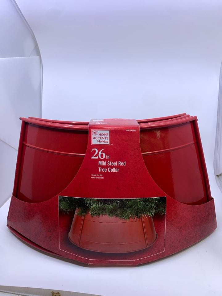 NIP RED METAL TREE COLLAR.