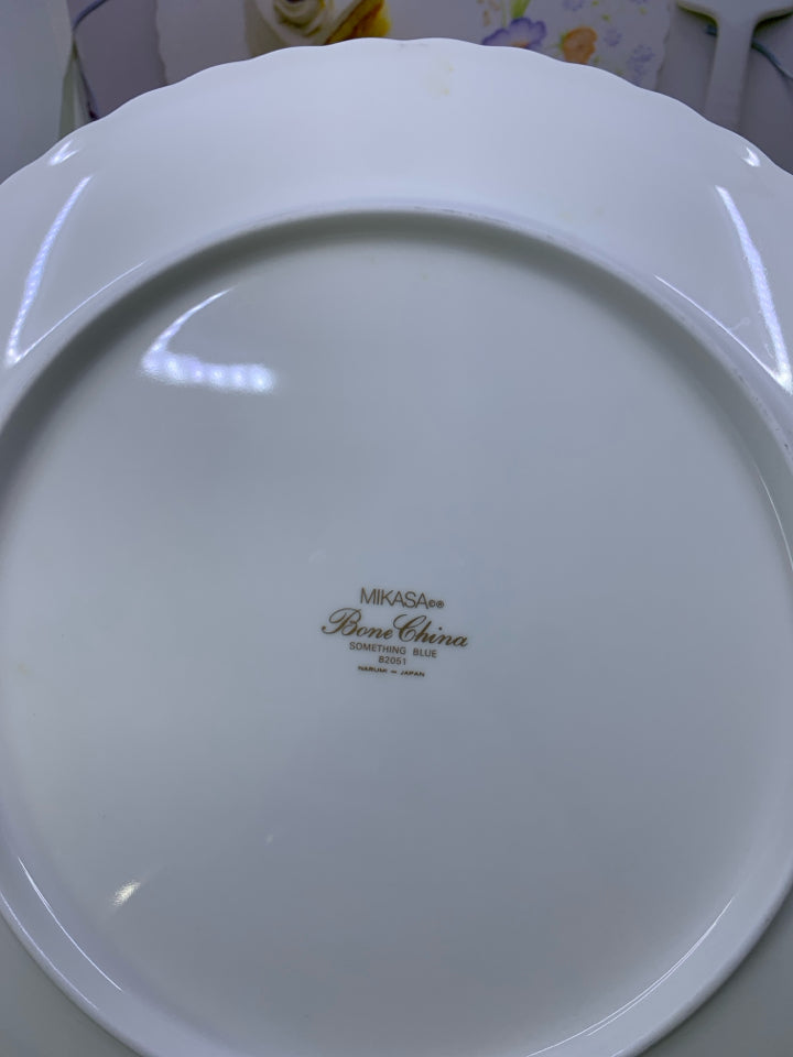 NIB "SOMETHING BLUE" BONE CHINA CAKE PLATE W/ SERVING KNIFE.