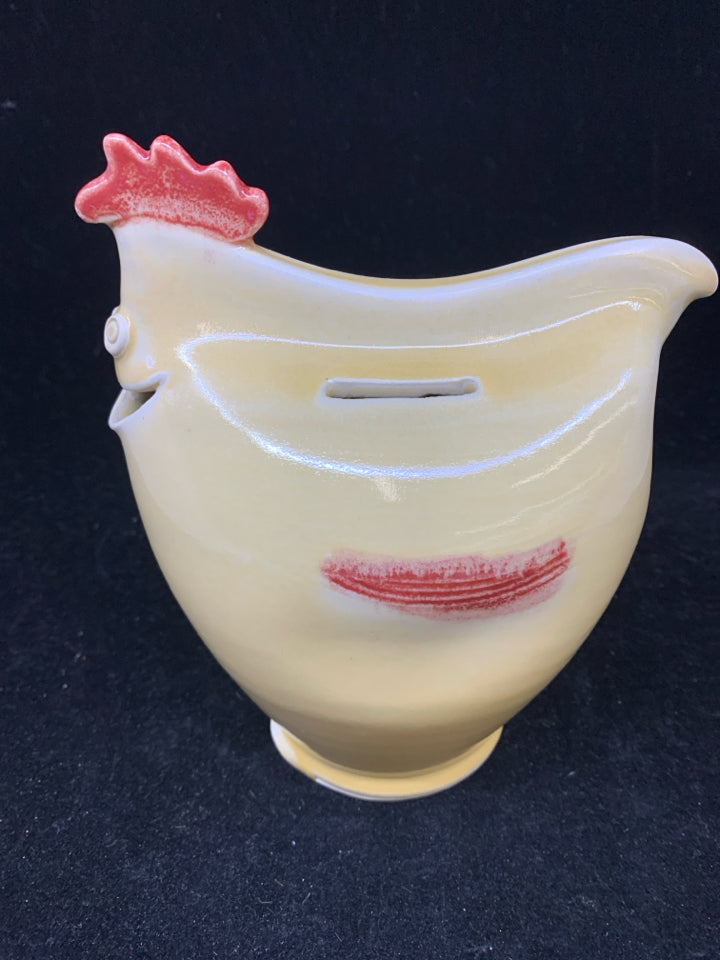 CREAM CERAMIC CHICKEN BANK.