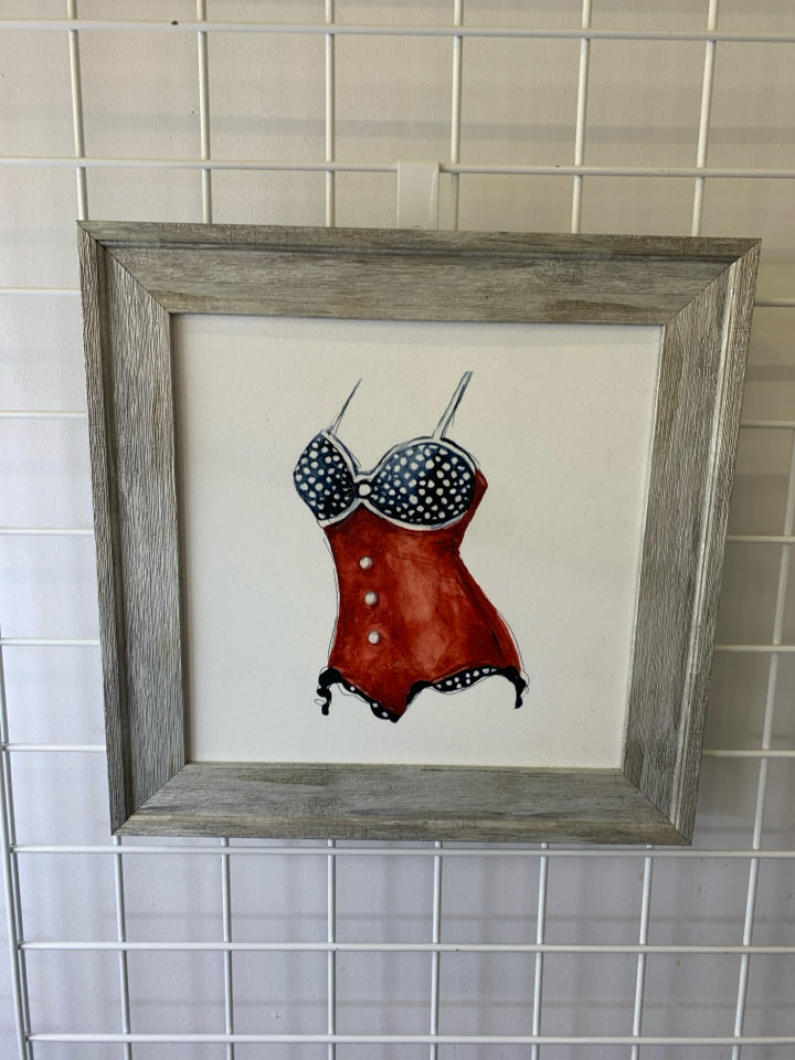 ILLUSTRATED LINGERIE FRAMED PRINT.