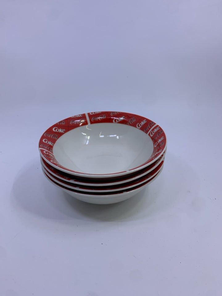 4 COCA-COLA EDGE THEMED CEREAL BOWLS.