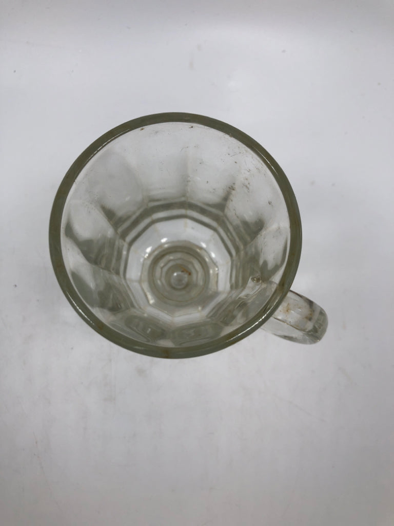 6 RIBBED IRISH COFFEE GLASSES W HANDLES.