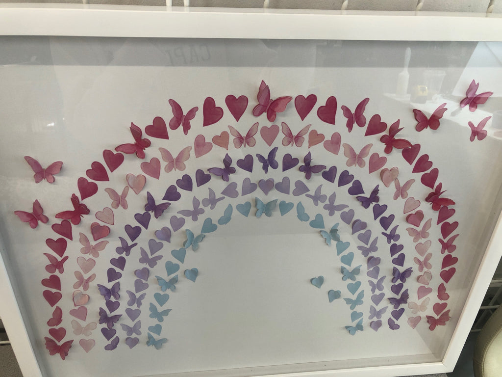 PAPER BUTTERFLY RAINBOW WALL ART.