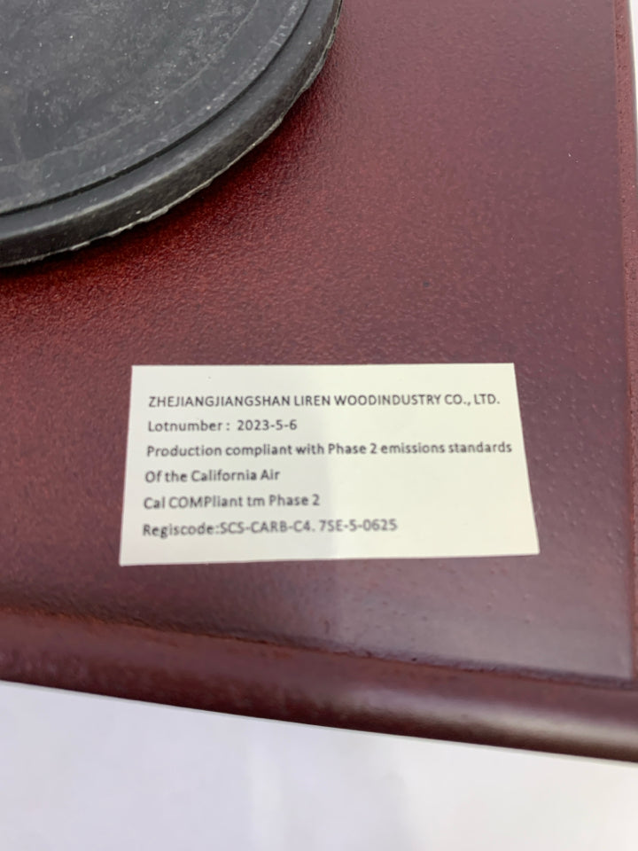 RED DESKTOP ORGANIZER ON SWIVEL.