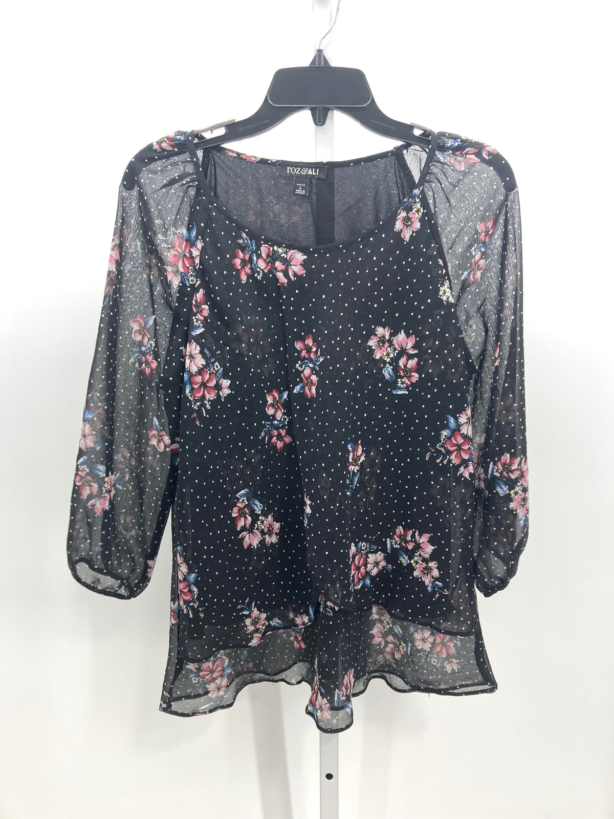 Roz & Ali Size Large Petite Petite 3/4 Sleeve Shirt