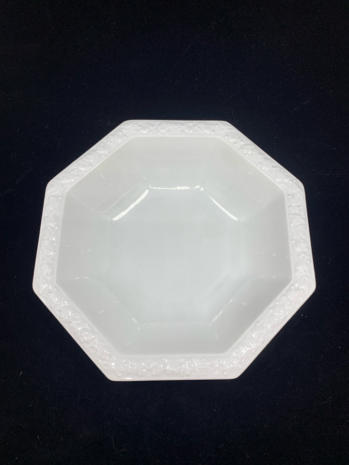 ROSENTHAL OCTAGONAL WHITE ROSE EMBOSSED BOWL.