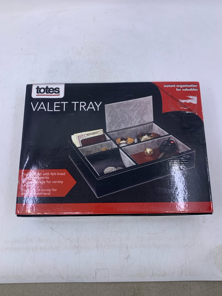 NIB BLACK LEATHER VALET TRAY.