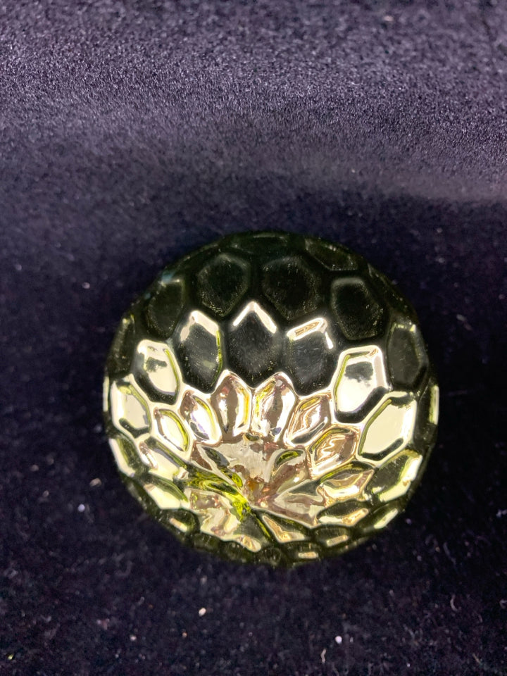 GOLD BALL HONEYCOMB DESIGN ORNAMENT.