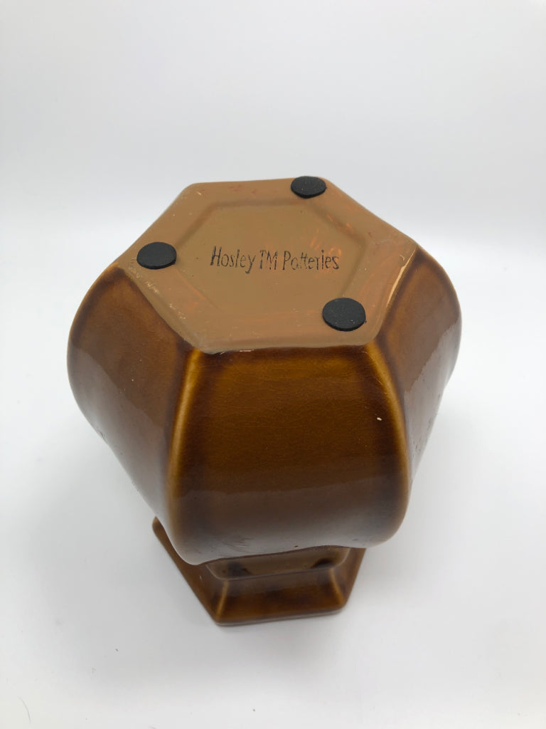 BROWN GLAZE POTTERY VASE.