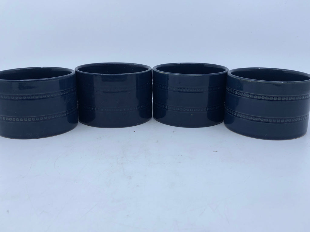 4 SMALL DARK BLUE RAMEKIN BOWLS.