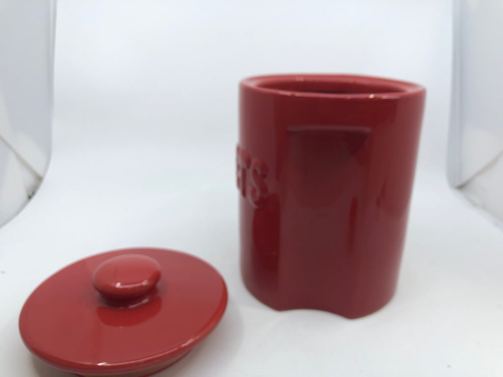 RED SWEETS CANISTER.