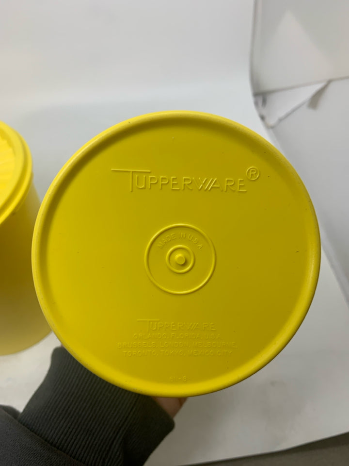 2 VTG NESTING YELLOW SERVALIER CANISTERS.