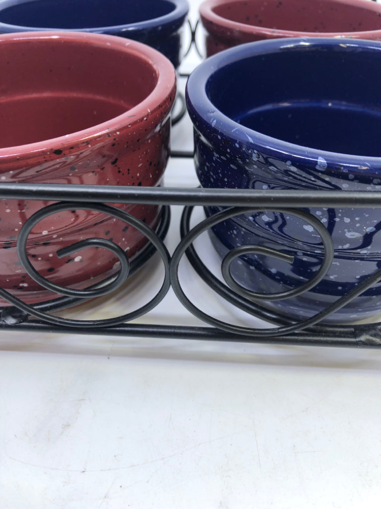 4 SMALL MAROON/ BLUE BOWLS IN SERVER.