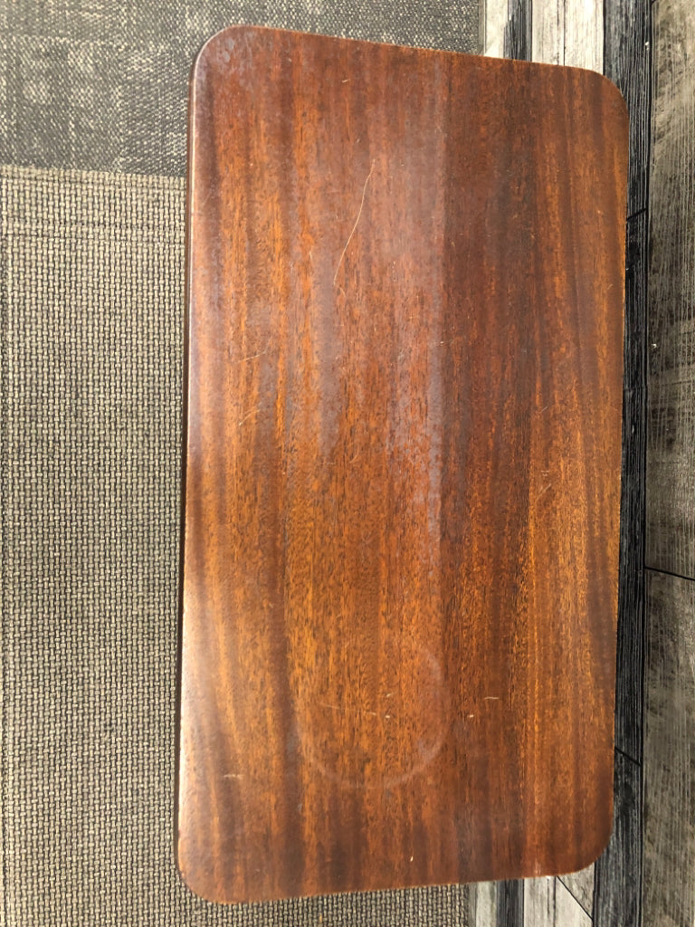 VTG BRANDT 2-TIER DRK BROWN END TABLE.