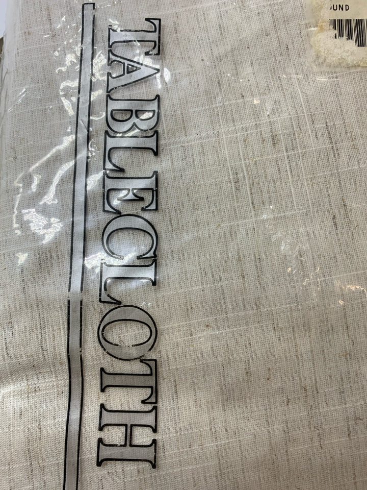 NIP ROUND BORDEAUX LOOK LINEN TABLECLOTH.